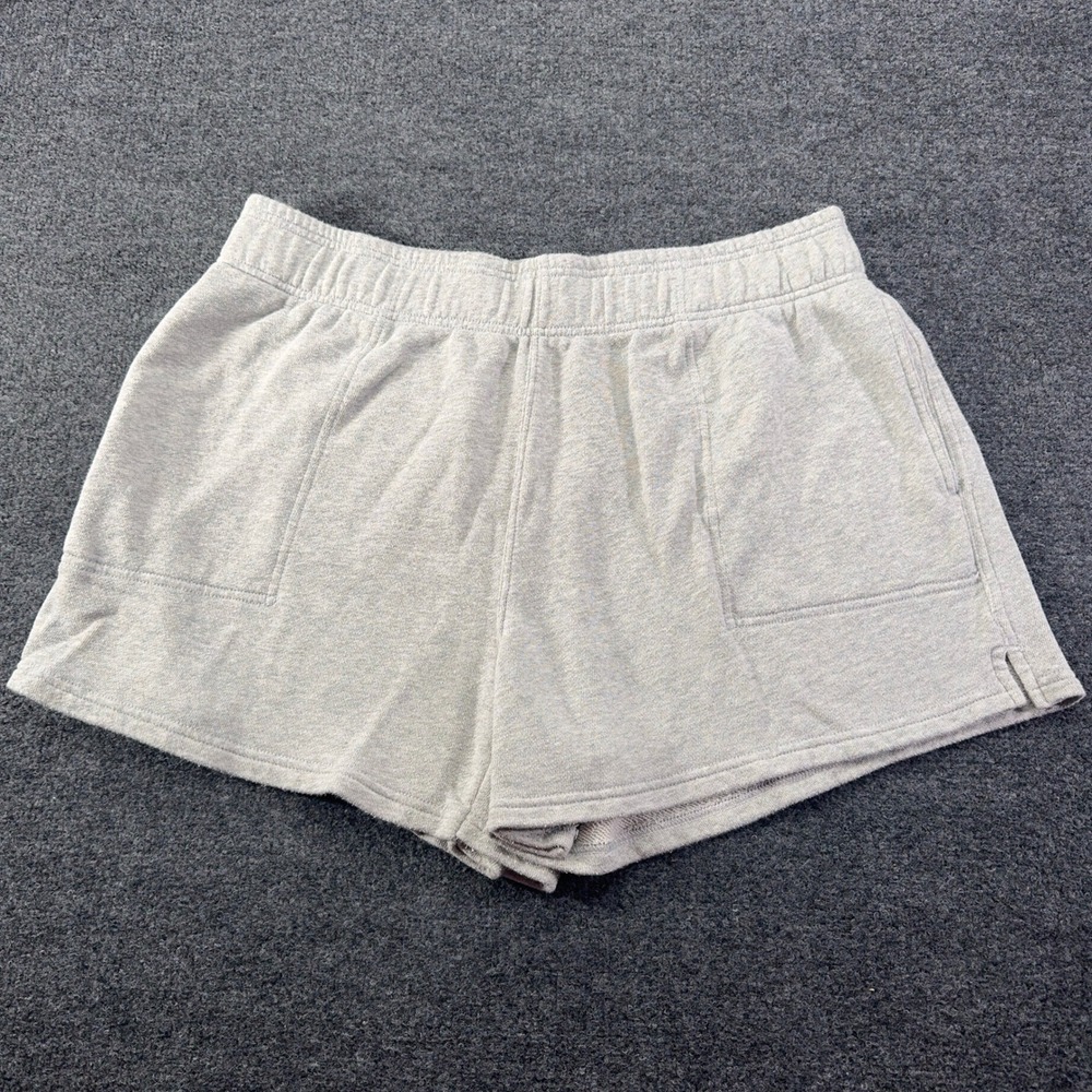 Aerie Heather Gray Fleece Lounge Sweat Shorts XL Pockets Elastic Waist Relaxed